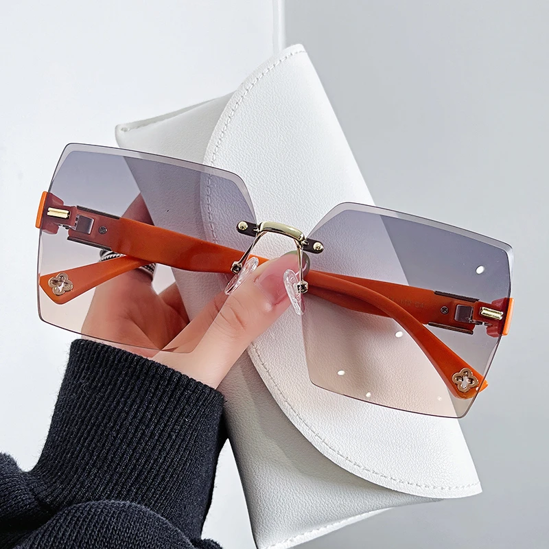 ELMER无框切边墨镜女新款高级感太阳眼镜防紫外线韩版潮流ins眼睛