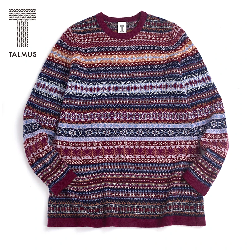 TALMUS/塔拉牧丝山羊绒软糯亲肤女士时尚宽松秋冬季提花圆领套衫
