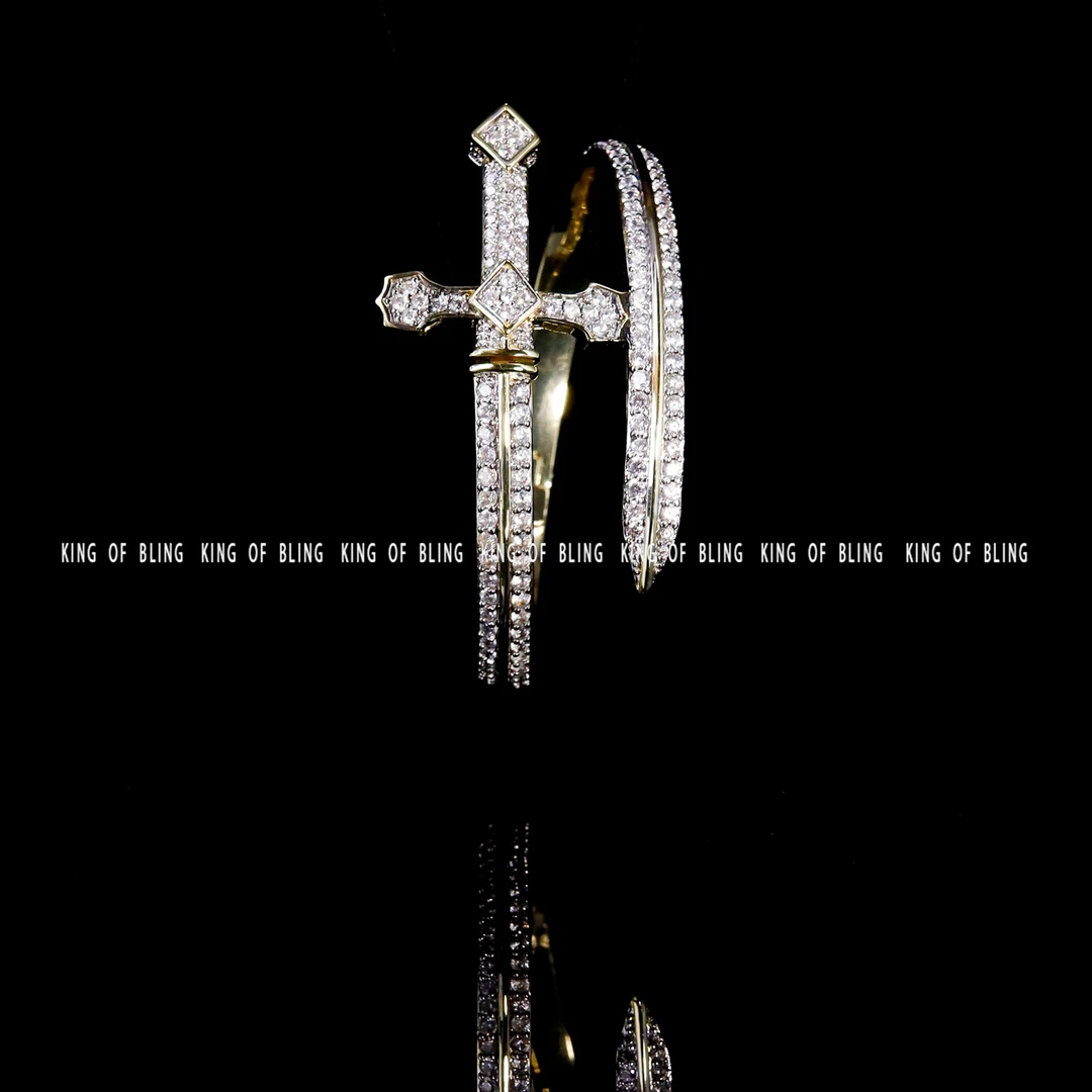 KING OF BLING 铜合金合成锆石手链 正义之剑手镯嘻哈高端设计