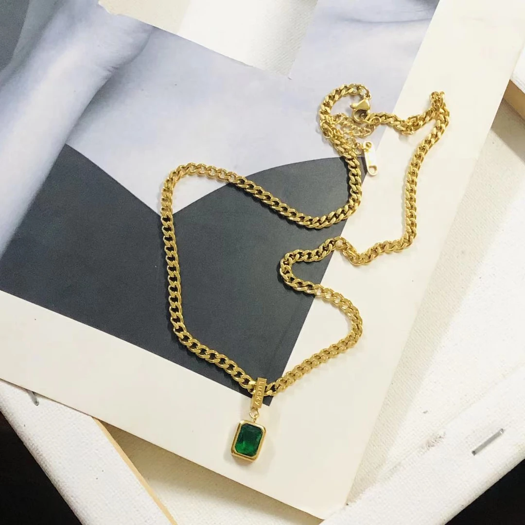 钛钢项链 法式金色时尚百搭轻奢项链不掉色可以戴着洗澡锁骨链