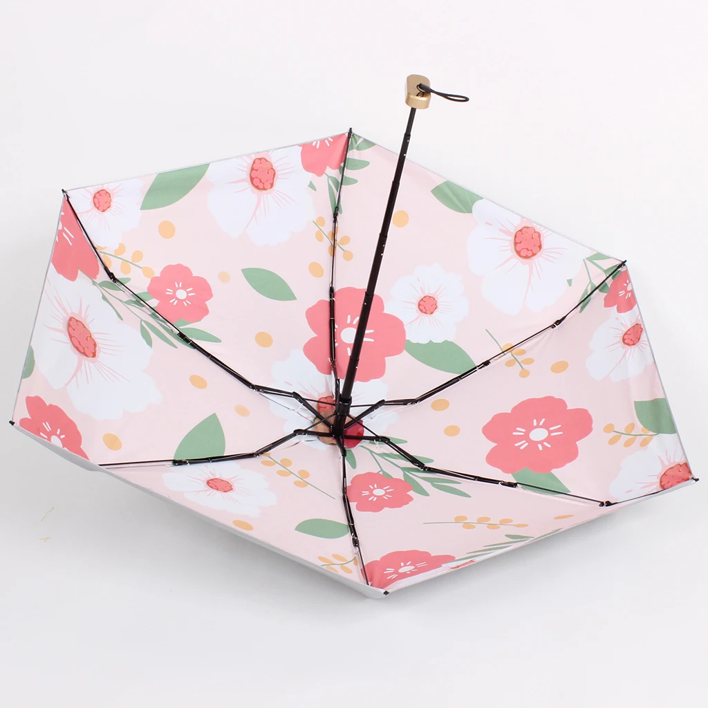 六折钛金钛银数码印花卡片伞防紫外线遮阳伞迷你口袋伞卡片伞小巧