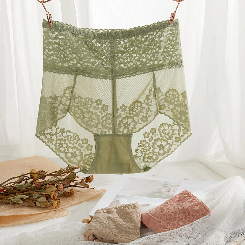 洁韵朵蕾丝内裤高腰网红女款提臀大码高级感舒适无痕透气胖mm短裤