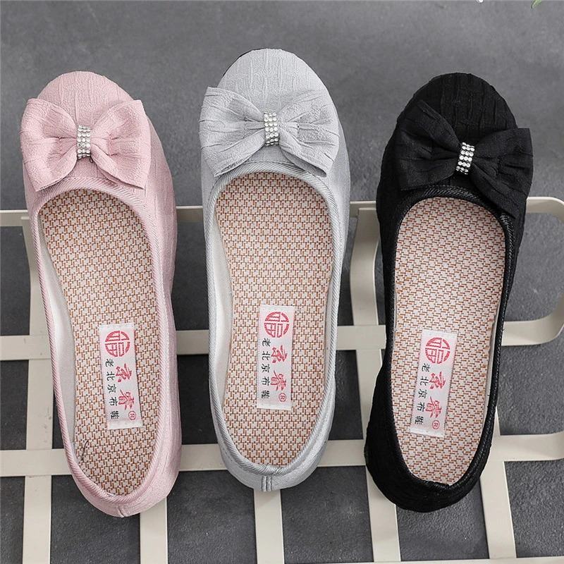 京睿2022新款老北京布鞋女单鞋平底豆豆鞋妈妈鞋软底夏季透气大码