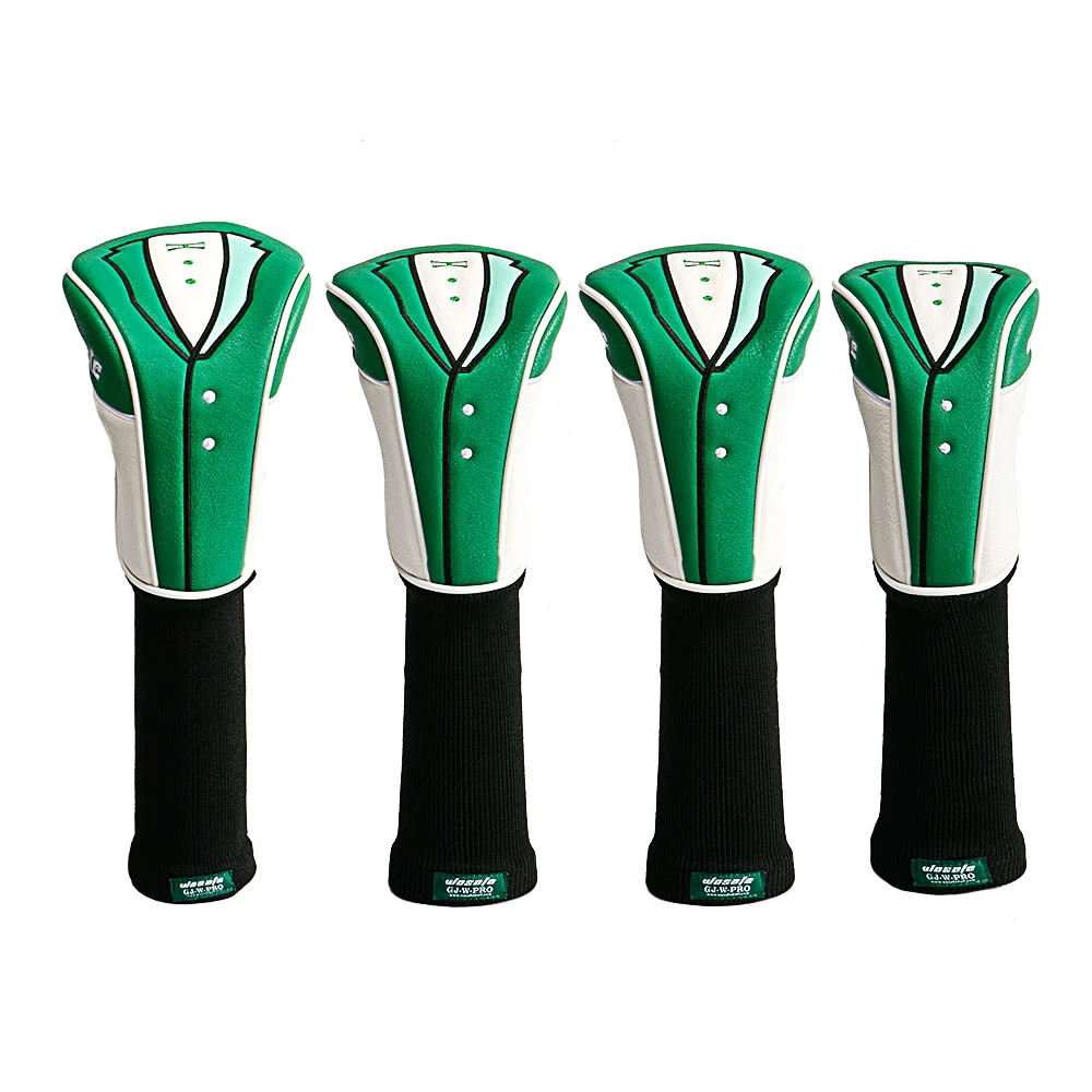 wosofe高尔夫球杆帽套大师赛绿夹克铁杆套木杆套杆头保护套PU料