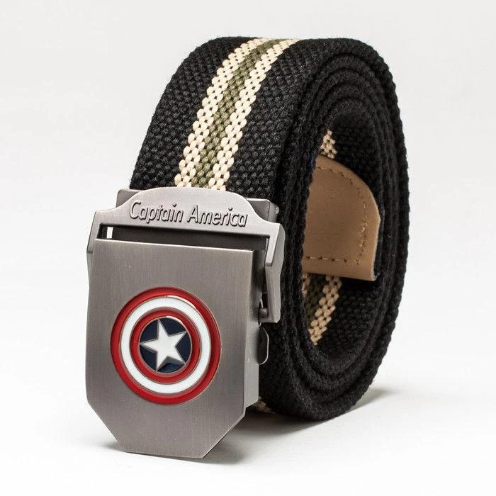 美队盾牌自动扣青年学生帆布 腰带 男 韩版百搭 潮 男士休闲腰带