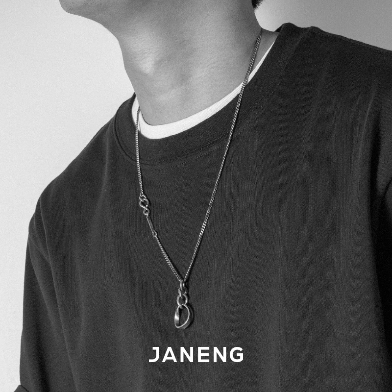 追岸/JANENG925银素款项链/吊坠莫比乌斯环项链复古色暗黑风格