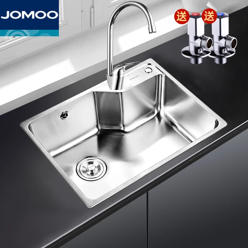 JOMOO/九牧厨房304不锈钢手工水槽洗菜池家用洗碗池580mm单品水槽