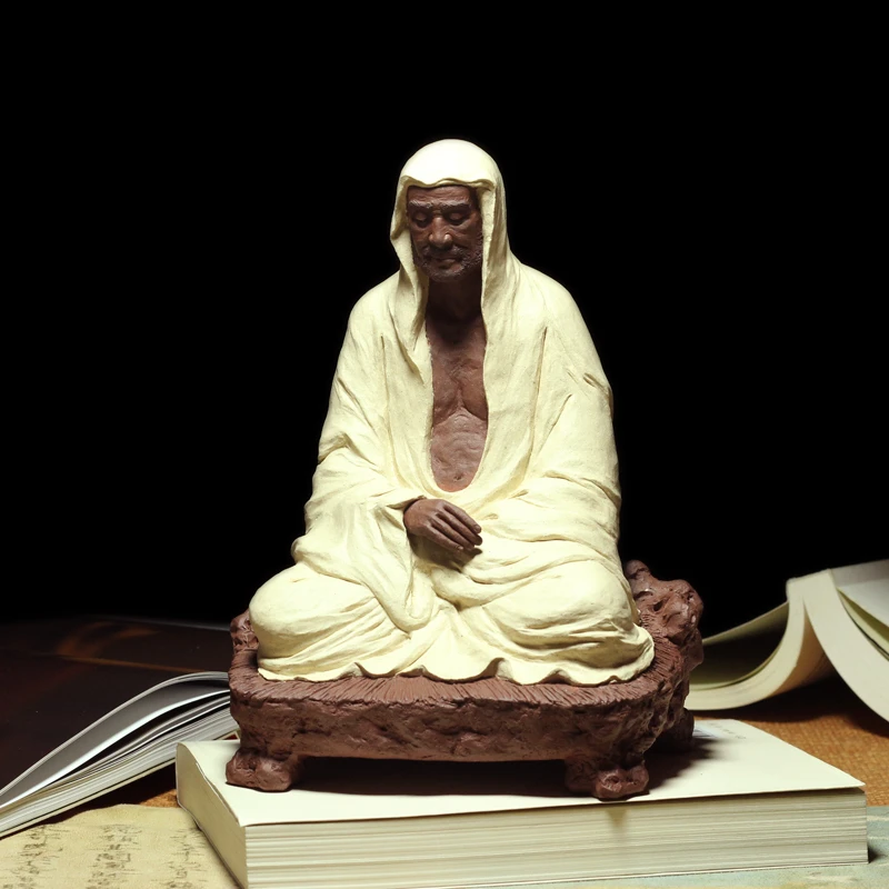 御青堂宜兴雕塑 吴茂军紫砂全手工茶宠摆件茶玩 收藏罗汉达摩祖师