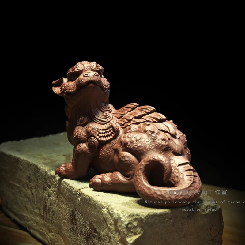 御青堂 宜兴紫砂 杨湛全手工茶宠摆件茶玩雕塑 茶道精品 护财貔貅