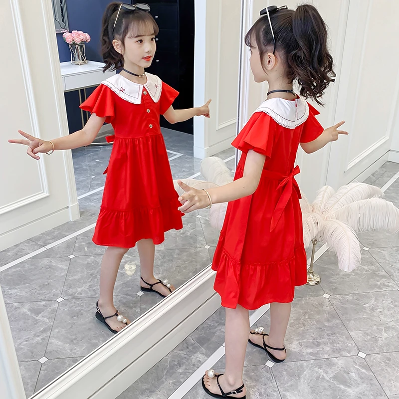 女童新款连衣裙全棉裙纯棉布裙学院风校服幼儿园小学毕业连衣长裙