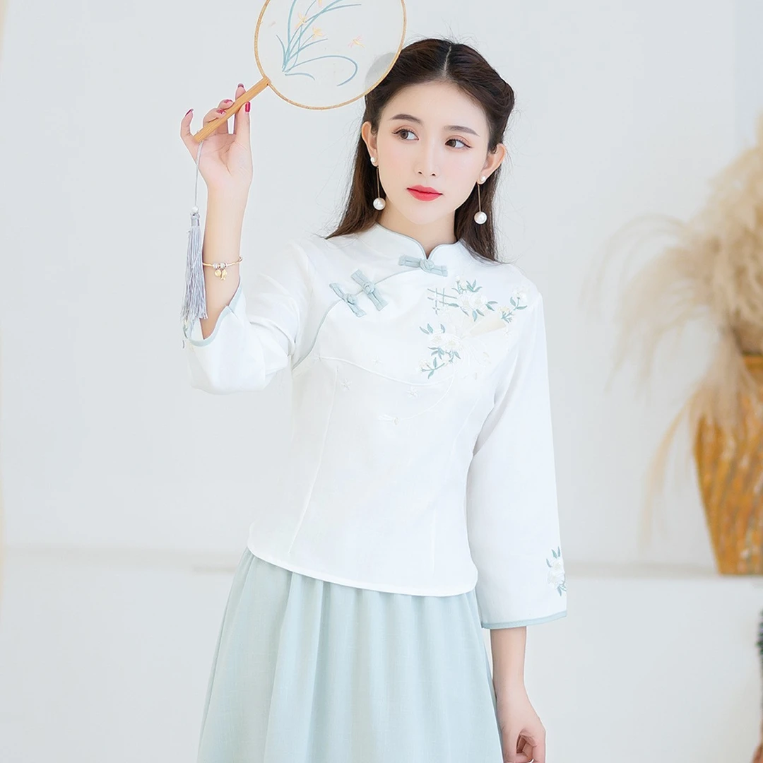 复古唐装中式茶服民族旗袍斜襟上衣改良唐装民国风女装日常女装