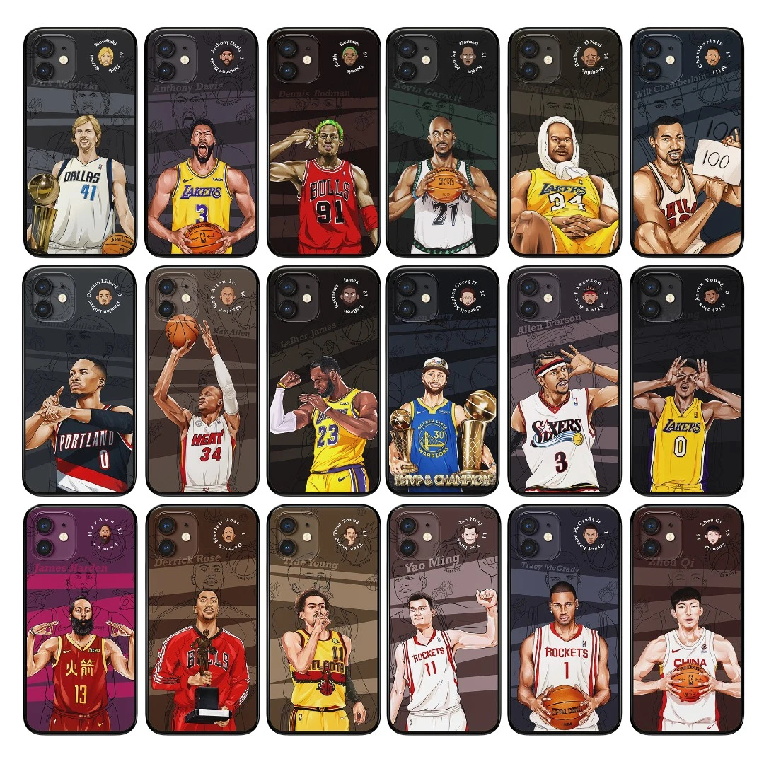 NBA手机壳 NBA球星手绘手机壳 NBA周边 詹姆斯手机壳