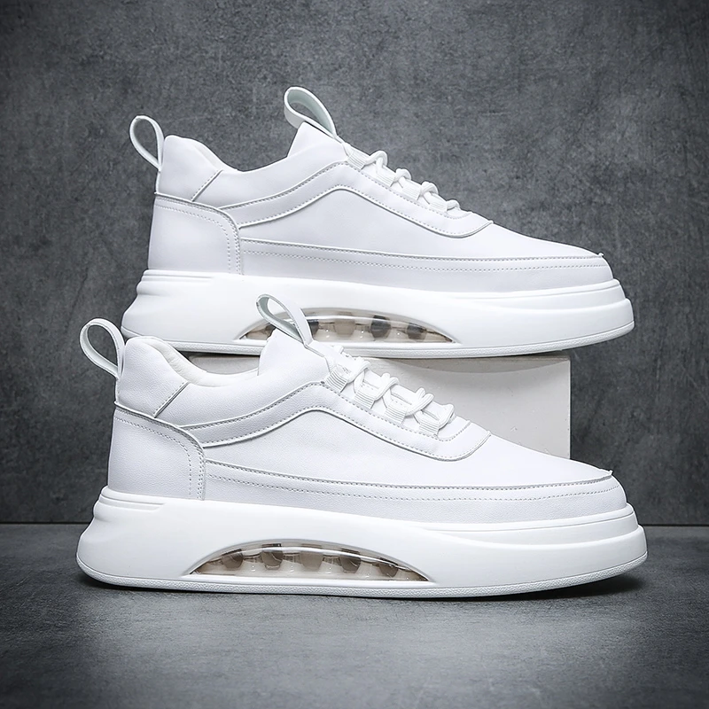 秋冬透气休闲板鞋时尚潮鞋高帮小白鞋男士潮流厚底百搭白色男鞋