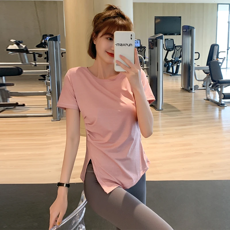 健身服女修身显瘦运动上衣夏季薄款跑步短袖速干T恤大码瑜伽服C20