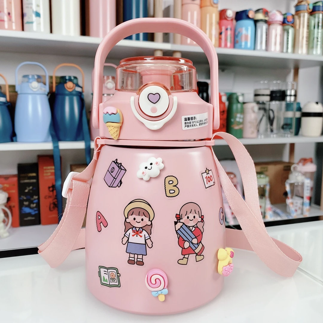 大肚保温杯  食品级304不锈钢 提手杯带吸管杯 高颜值高品质水杯