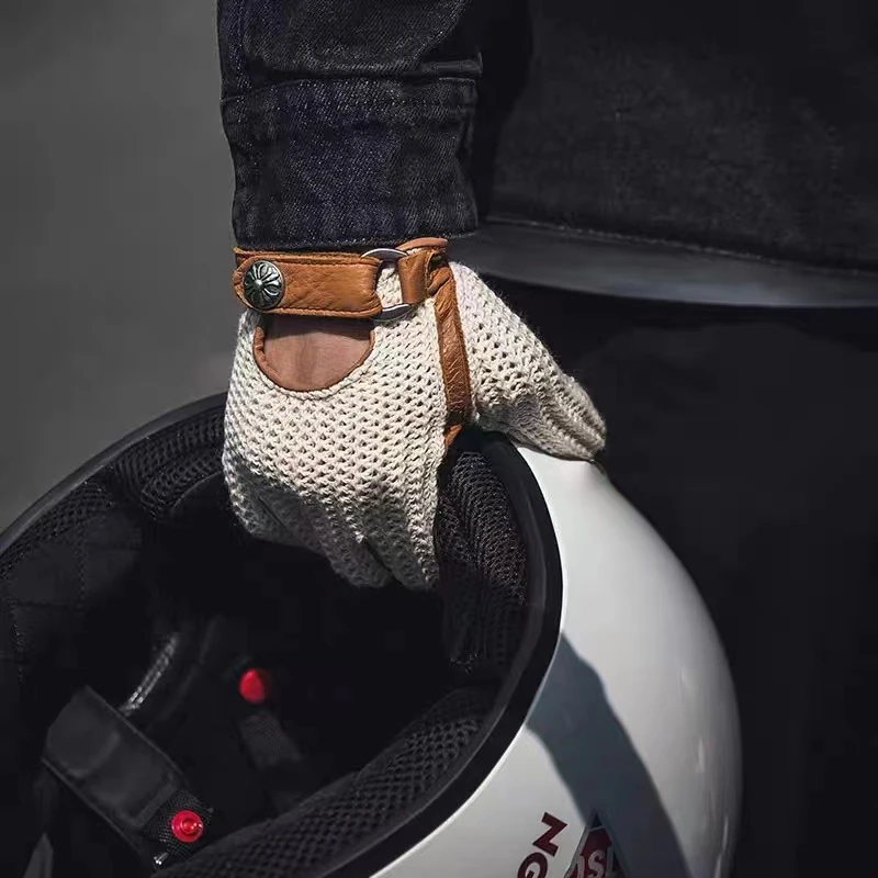 BVT 摩托车手套夏天骑行哈雷机车复古女款男骑士薄款真皮夏季手套