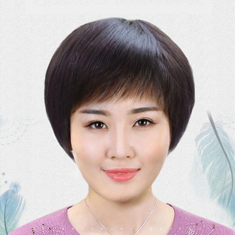 中老年假发女士真发妈妈短发老年人短直发化疗假发发套