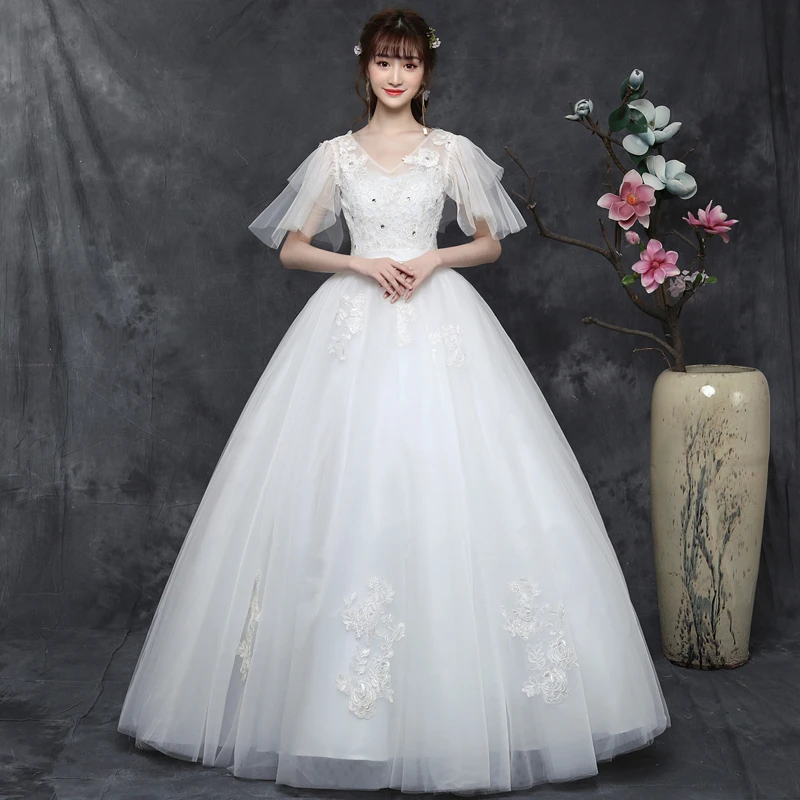大码婚纱胖mm夏秋婚纱2025新款新娘结婚主婚纱显瘦简约遮手臂婚纱