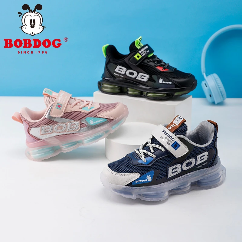 巴布豆儿童轻跑鞋春季男童百搭网面运动鞋跑步鞋女潮女孩休闲跑鞋