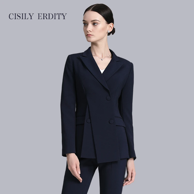 中长款西装职业套装女春秋气质西服置业顾问售楼部工装酒店工作服