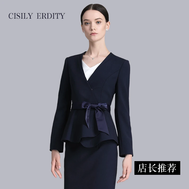 秋高端职业套装女西装套装正装西服售楼部工装美容院珠宝店工作服