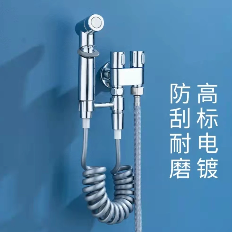 利兴(LIXING小空间黄铜一进二出角阀马桶入墙式一体入墙式伴侣