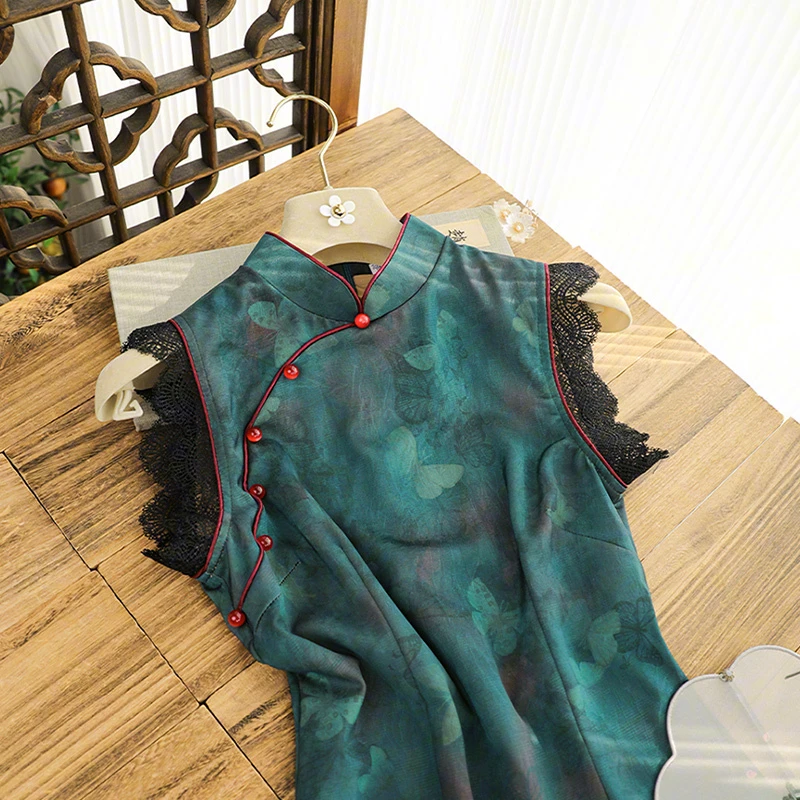 俏娘鱼新中式旗袍2025年春季新款复古无袖提花古法改良中国风日常