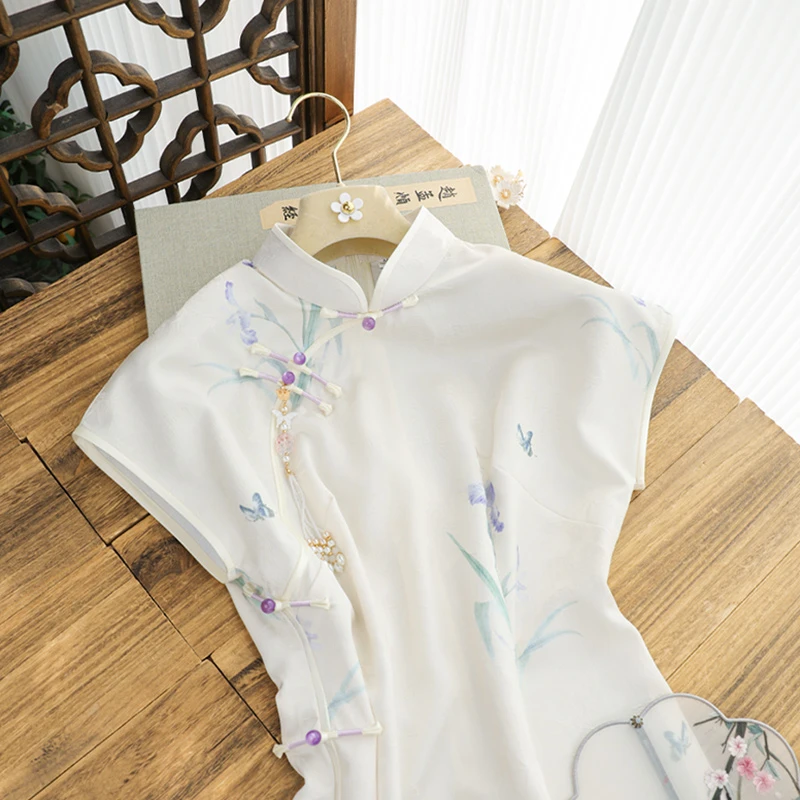 俏娘鱼2025年春夏新款古法国风复古改良新中式短袖旗袍女日常可穿