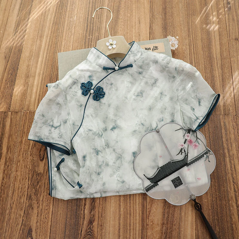 俏娘鱼2025年春夏新款国风绿色复古改良新中式短袖旗袍女日常可穿