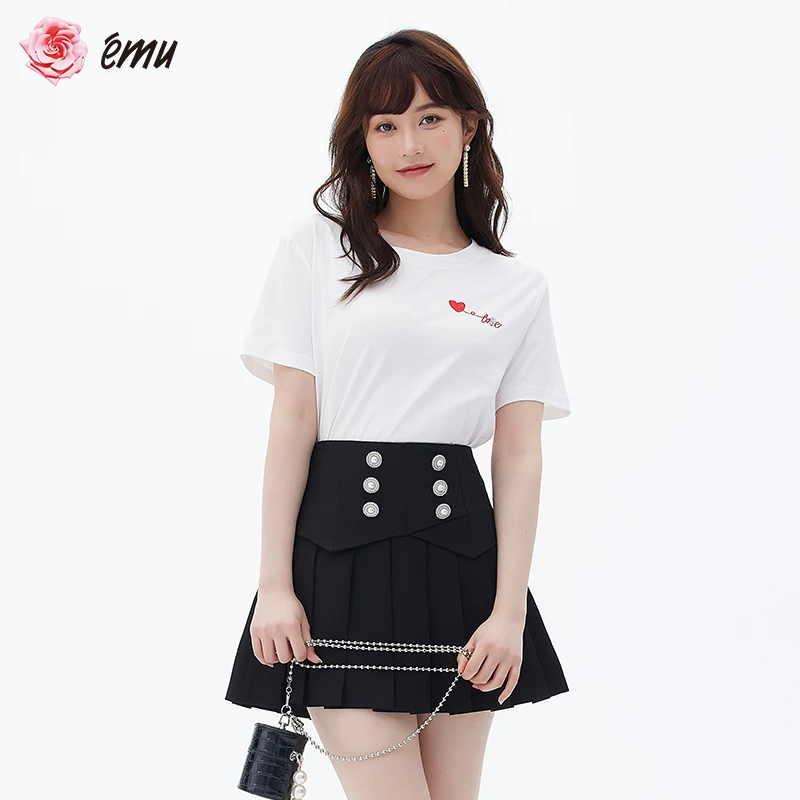 夏季休闲纯色时尚爱心印花字母刺绣百搭女士T恤短袖