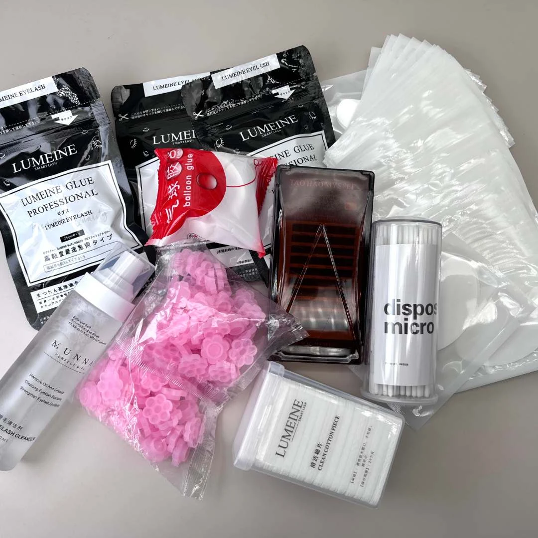 美睫师专用速干白色自用固寒原液胶水嫁接粉色红色棉片睫毛胶水