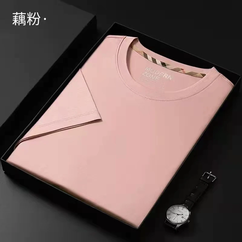 夏季男士纯色圆领短袖T恤（含桑蚕丝）透气休闲时尚通用商务YH2108