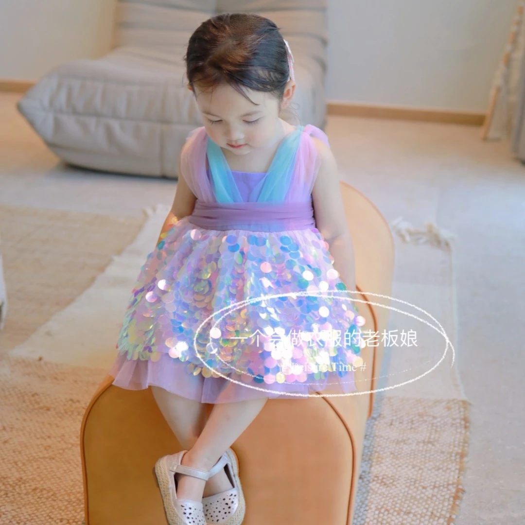 【人鱼】夏款X2224QZ闪闪人鱼连衣裙背心裙鱼子酱品牌儿童女童童装