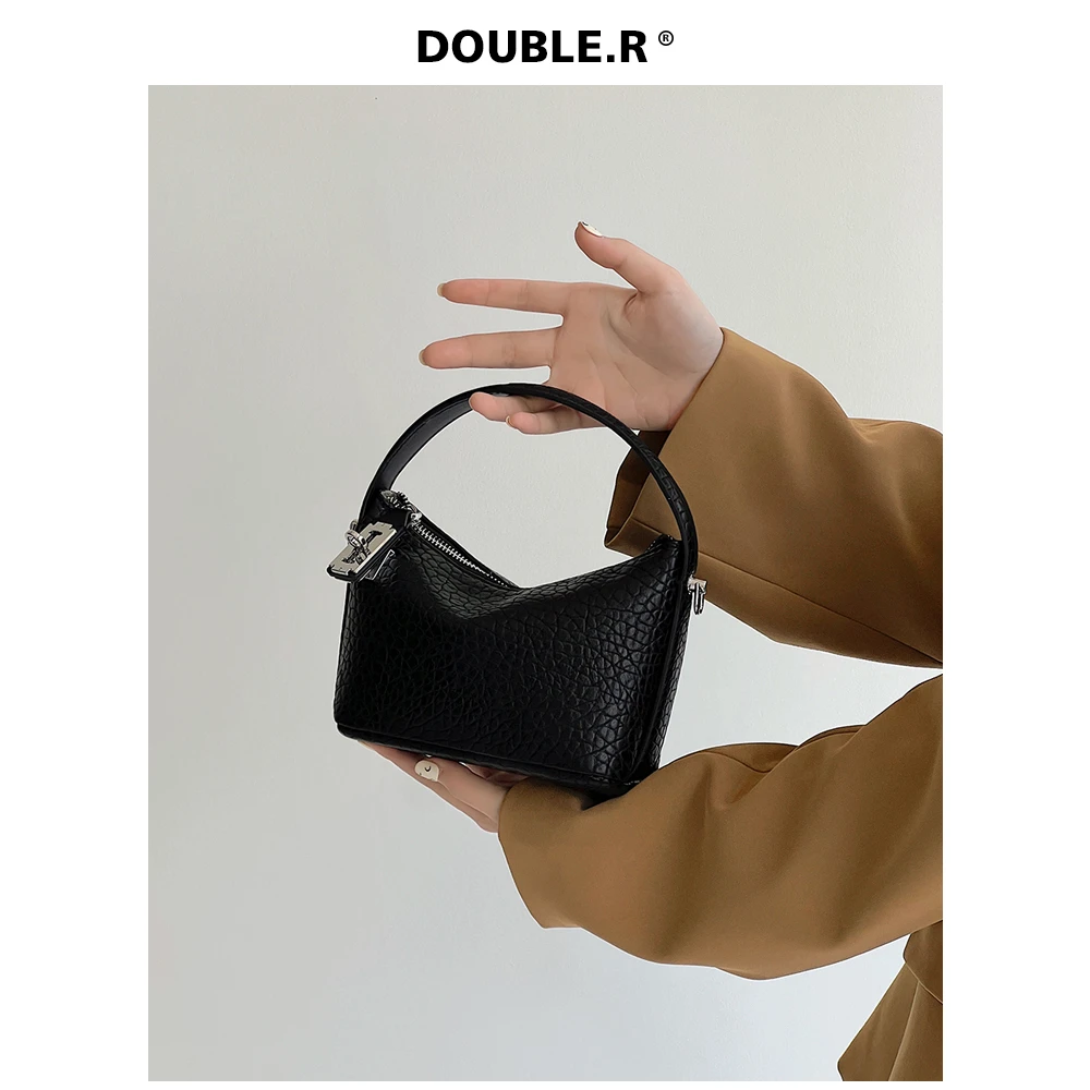 DOUBLE.R【黑松露饭盒包】手提软皮链条包 2025新款包包 单肩斜挎包