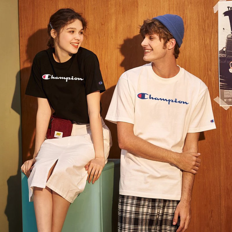 Champion冠军T恤草写LOGO字母印花宽松圆领休闲夏季薄短袖GT23H