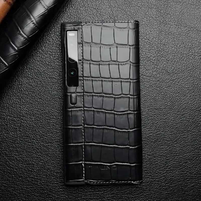 适用华为mate xs/2手机壳真皮 鳄鱼纹折叠屏官方同款智能支架皮套
