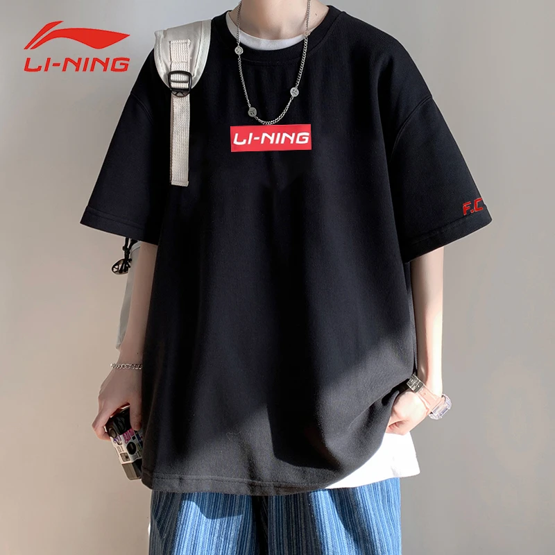 李宁短袖t恤情侣款2024夏季纯棉半袖百搭薄款宽松潮流文化T运动服