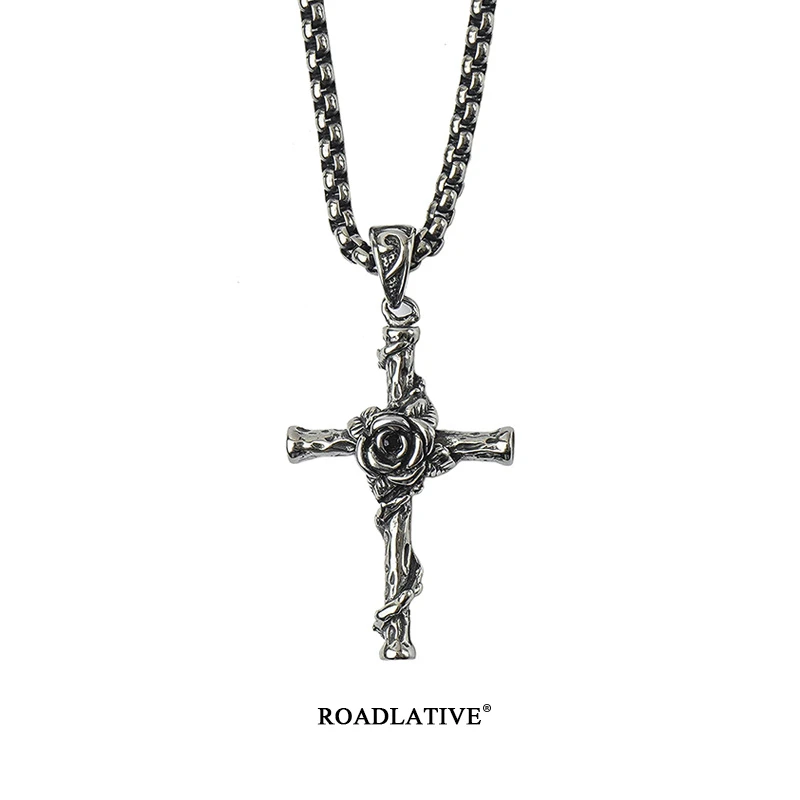 ROADLATIVE 钛钢项链 ROADLATIVE钛钢项链玫瑰十字架项链男款