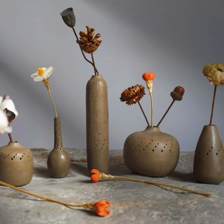 柿园-静山堂-龚晓《花瓶杂件套组》段泥  紫砂壶（周宇杰学生）