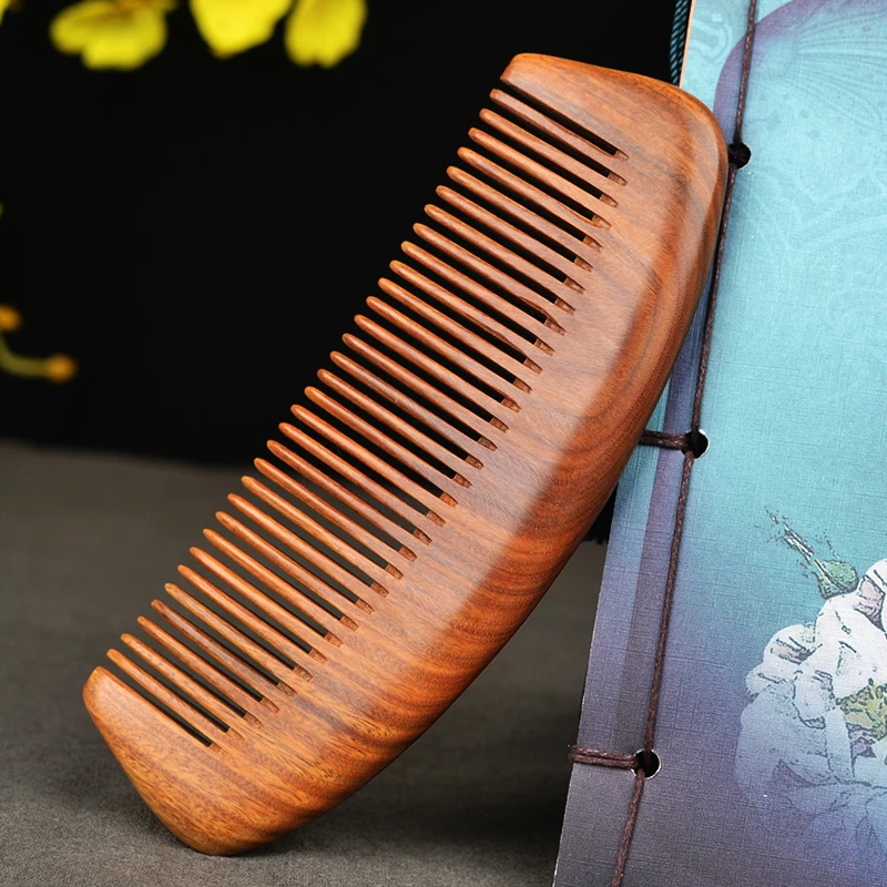 天然绿檀木梳子直发长发卷发短发加大加厚整木梳按摩木梳子