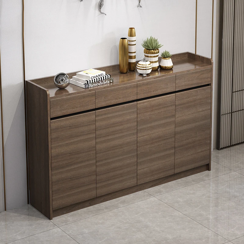 中式实木色收纳柜入户现代玄关客厅家用门口大容量木质储物柜