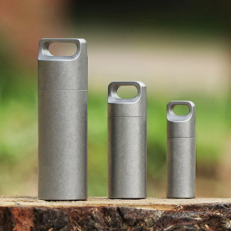 纯钛便携创意防潮药盒户外随身迷你防水仓石洗密封旅行收纳药盒