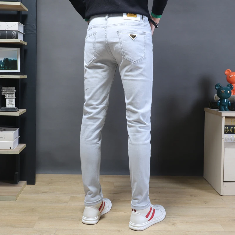 【Cebrodz尚品】春夏高端灰白色牛仔裤男潮牌青年潮裤子256