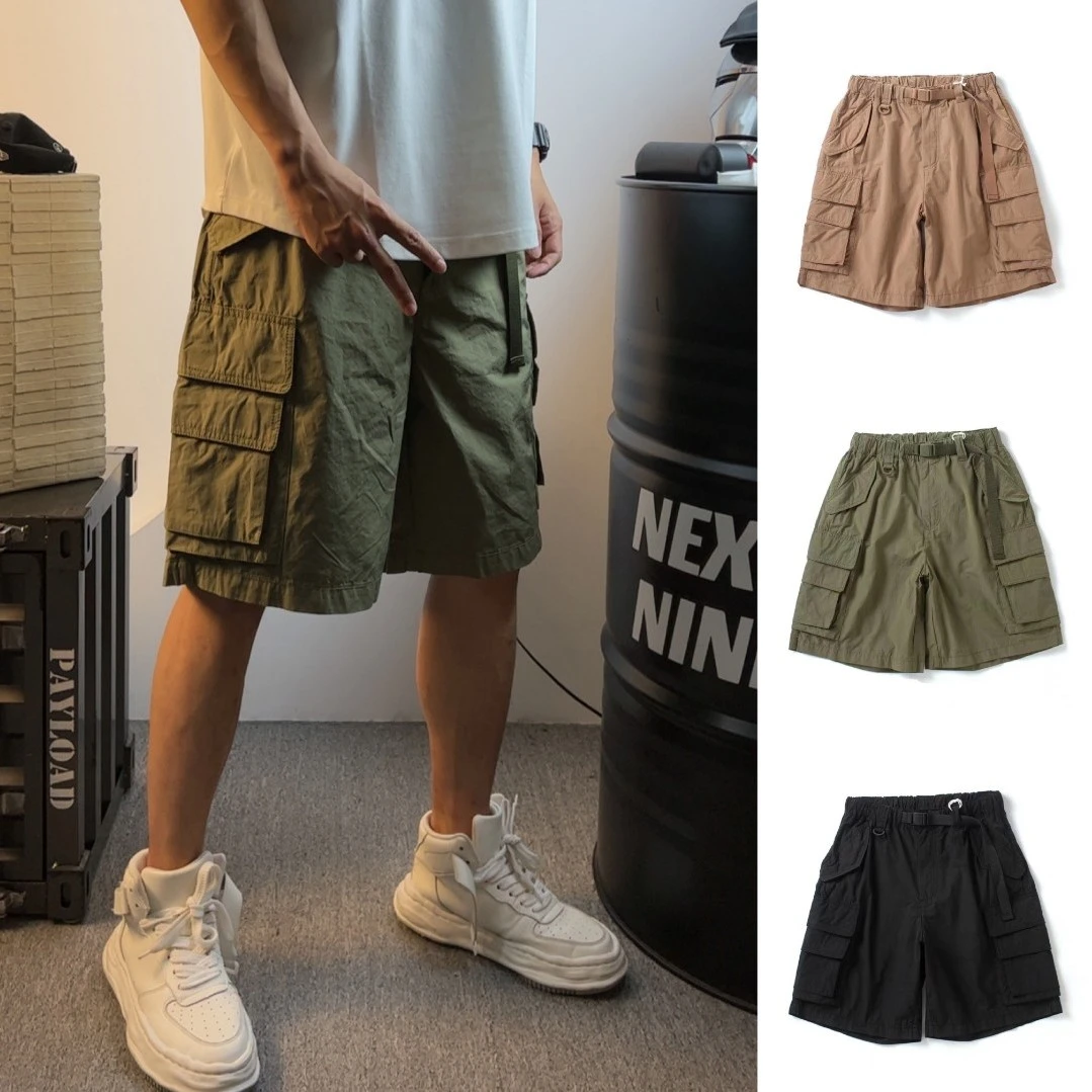 【清仓款】夏季薄款 对称多口袋 腰间机能卡扣 阔版直筒 男工装裤