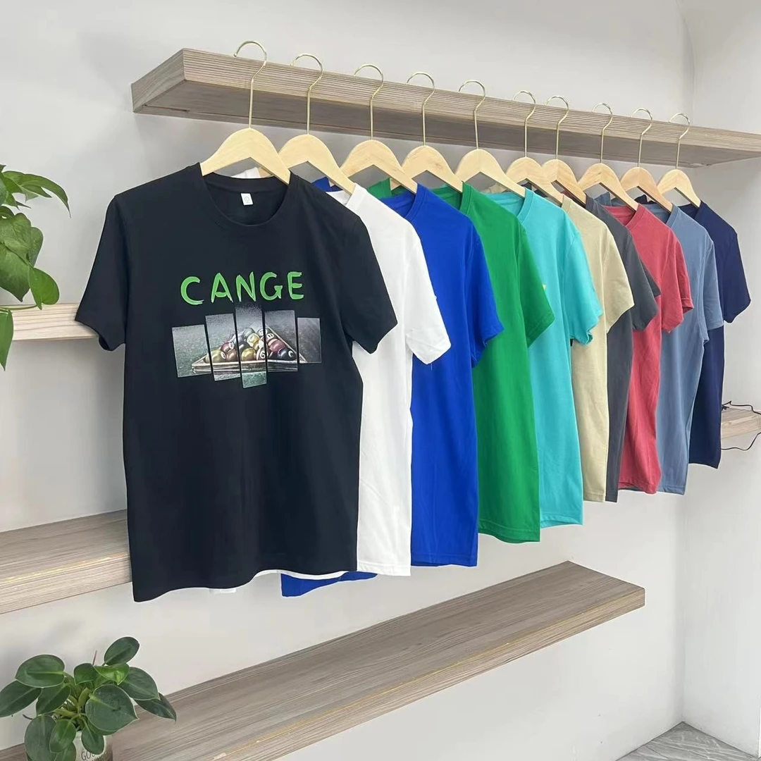 CANGE/灿格2023夏季新款短袖T恤纯棉印花男女潮流宽松圆领黑白
