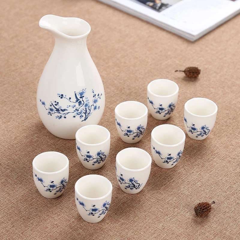陶瓷酒具套装半斤小酒壶9件套分酒器白酒杯黄酒烈酒酒盅日式清酒