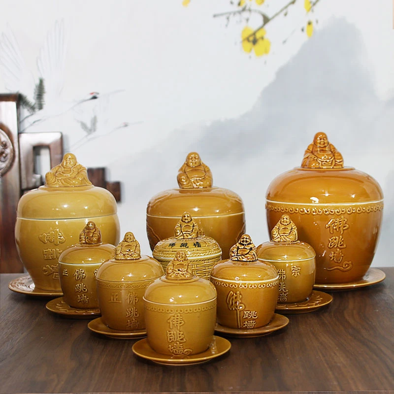 正宗佛跳墙炖盅 陶瓷罐子酒店餐具家用汤盅 带盖带底隔水炖罐包邮