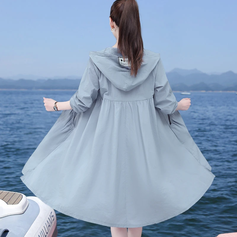 防晒衣女长款爆款2024新款夏季薄款透气防紫外线连帽防晒服外套潮