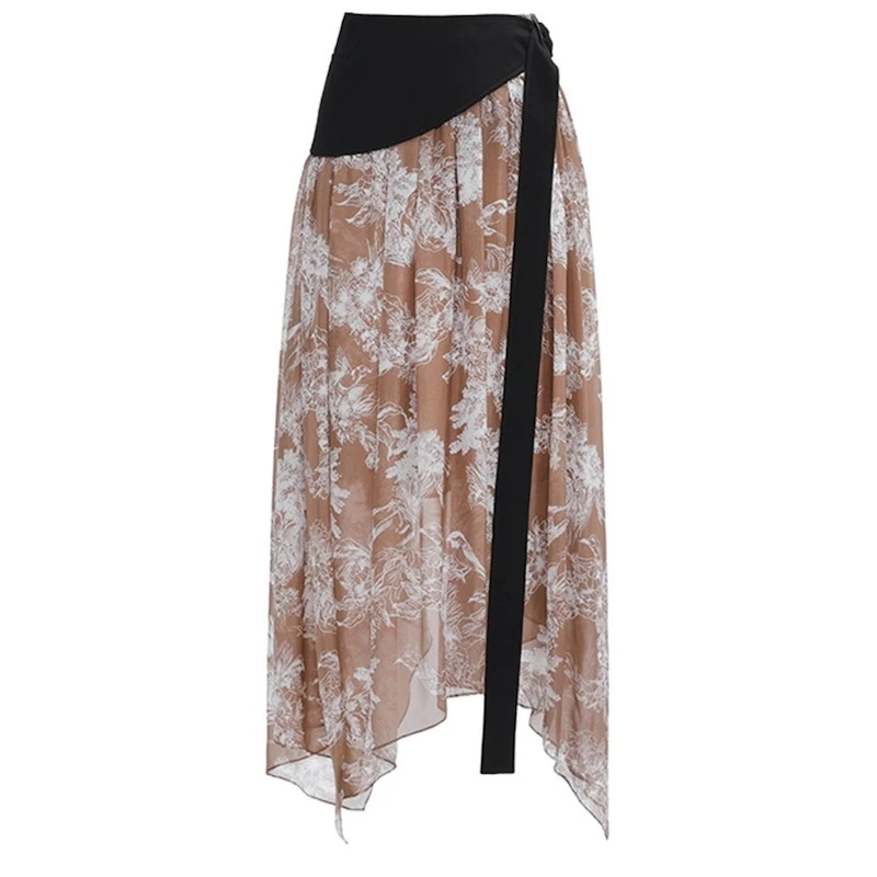 Marisfrolg/玛丝菲尔【妍妍精选】半身裙印花休闲碎花浮光锦马面裙