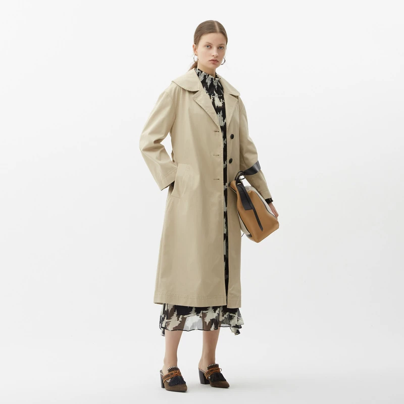 【小费班长专享】玛丝菲尔休闲卡其时尚风衣外套A1KT11128